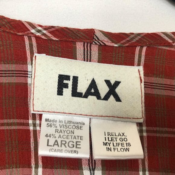 FLAX Rayon/ Acetate Rust Plaid Vintage  Long Sleeve Tunic Dress Large - Picture 6 of 8